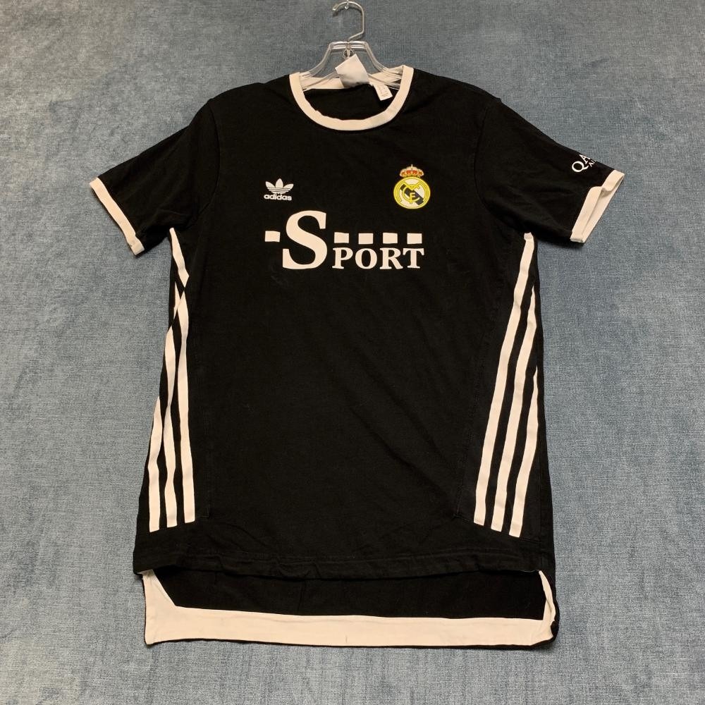 VTG Adidas Real Madrid Soccer Jersey Mens Medium Black Football Y2K High Low Hem